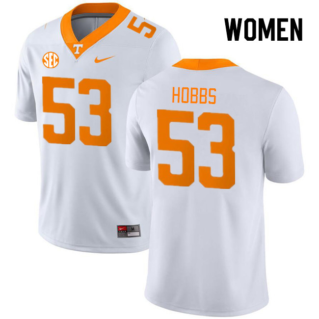 Women #53 Daevin Hobbs Tennessee Volunteers College Football Jerseys Stitched Sale-White - Click Image to Close
